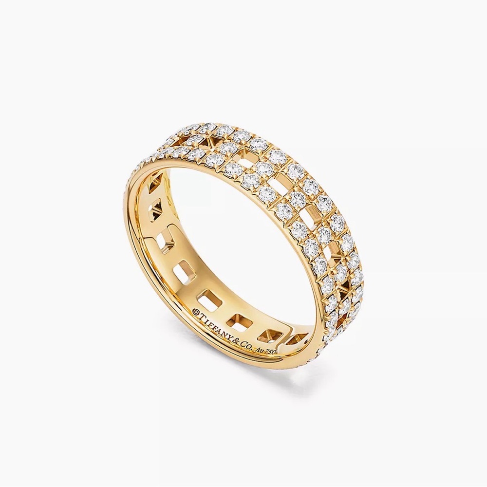 Tiffany T - True Wide Ring with Pave Diamonds